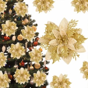 人工クリスマス花 キラキラ 赤 金 頭 ベリー DIY クリスマスツリー飾り 家装飾 新年 3個 14cm