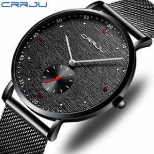 CRRJU メンズ腕時計トップブランド高級防水超薄型時計男性ストラップカジュアルクォーツ腕時計メンズスポーツ腕時計