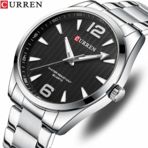 Curren-男性用高級時計 ブランド 防水 明ステンレス スポーツクォーツ ビジネス腕時計