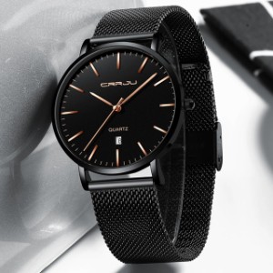 メンズ腕時計トップブランド高級カレンダーステンレス クオーツファッションビジネスフル黒防水時計レロジオmasculino