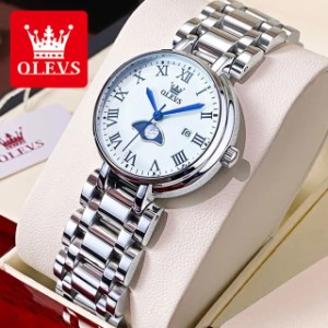 Olevs-女性用防水クォーツ時計 デジタルデジタルダイヤル エレガントステンレススチール腕時計 ビジネス用 高級ブランド 5573