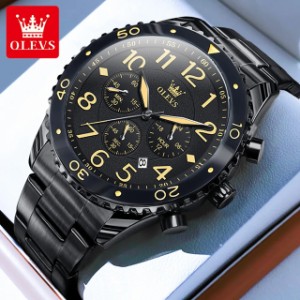 Olevs-メンズステンレススチール腕時計 ビッグダイヤル 多機能時計 カレンダー 高級ブランド オリジナル 48mm