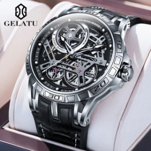 Gelatu-男性用自動腕時計 サファイアミラー 防水 大型ダイヤル 骨格マシン 純正腕時計 高級 45mm