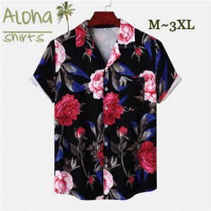 アロハシャツ メンズ   花柄 総柄 ハワイアン 大きいサイズ  ポケット 復古 夏 祭り 海 アウトドア 半袖 沖縄