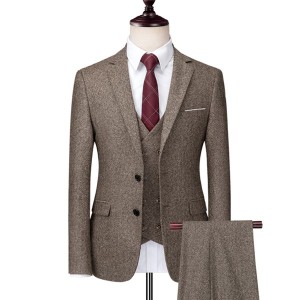 スーツ メンズ 2ボタン スリムスーツ ビジネススーツ シングル メンズスーツ 紳士服 ブラウン 無地 シンプル 大きいサイズ おしゃれスー