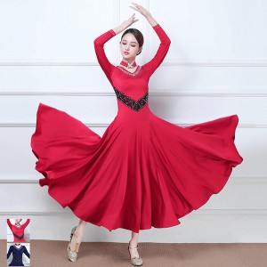 新品　社交ダンス　衣装　ドレス　ワンピース　パープル　a098