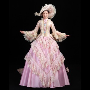 貴族 ドレス ステージ衣装 ピンク 2XL 3XL 舞台衣装 オペラ声楽 中世貴族風 お姫様ドレス 貴族ドレス パーティー 中世 ドレス ファスナー