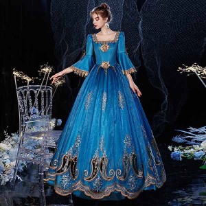 貴婦人 貴族 ドレス 中世ヨーロッパ お姫様 女王様ドレス ロングドレス カラードレス 豪華なドレス ステージ衣装 舞台衣装 王族服 プリン