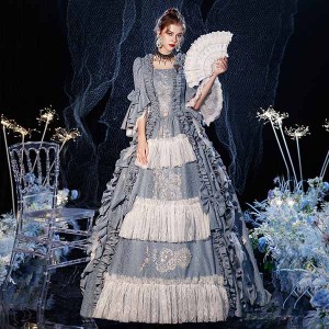【送料無料】貴婦人 貴族 ドレス 中世ヨーロッパ お姫様 女王様ドレス ロングドレス カラードレス 豪華なドレス ステージ衣装 舞台衣装 