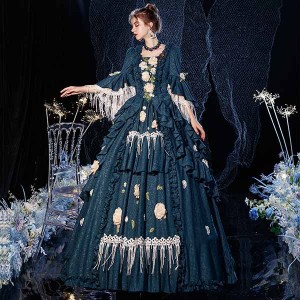 貴婦人 貴族 ドレス 中世ヨーロッパ お姫様 女王様ドレス ロングドレス カラードレス 豪華なドレス ステージ衣装 舞台衣装 王族服 プリン