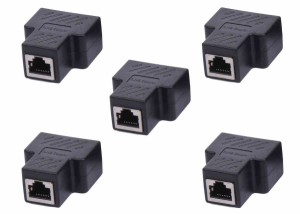 RJ45 LANケーブル 用 中継 2分岐 アダプタ 5点セット コネクタ プラグ 電設 設置 改造 自作 延長 二股 ジョインlvt-e40【1〜2日発送】