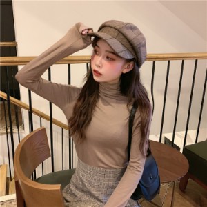 レディース トップス 春秋 Tシャツ 長袖 ハイネック スリム Tシャツ シンプル カジュアル おしゃれ 大人可愛い お出かけ デート 通勤