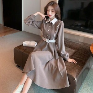 2021秋冬新入荷韓国ファッション大人気品質ワンピースドレス着痩せワンピース