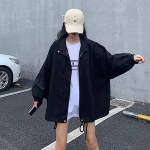 韓国の女性ファッション   トレンチスタイル ダブル ロング コートシンプル ノーカラーコート