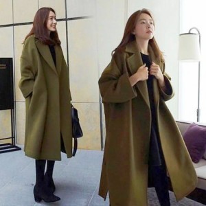 ウールのコート 厚くする ウールのコート 女性のコート ゆるい ミディアムとロング 人気アウター