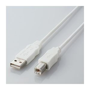 (まとめ)エレコム エコUSBケーブル(A-B・5m) USB2-ECO50WH(×3セット) |b04