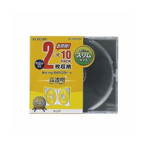 (まとめ)エレコム Blu-ray/DVD/CDケース(スリム/PS/2枚収納) CCD-JSCSW10CR(×10セット) |b04