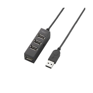 (まとめ)エレコム TV用4ポートUSB2.0ハブ U2H-TV003SBK(×2セット) |b04