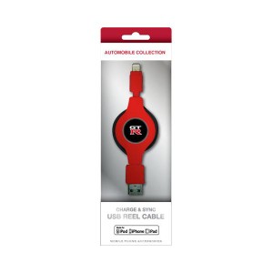 (まとめ)NISSAN 公式ライセンス品 GT-R CHARGE ＆ SYNC USB REEL CABLE FOR IPHONE RED NRMUJ-RRD(×2セット) |b04