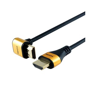 (まとめ) ホーリック HDMIケーブル L型270度 1m ゴールド HL10-568GD (×2セット) |b04