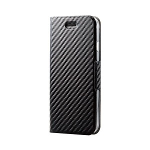 エレコム iPhone SE 第3世代 レザーケース 手帳型 UltraSlim 磁石付 クリアケース ブラック(カーボン調) PM-A22SPLFUCB |b04
