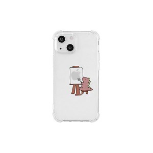 AKAN ソフトタフケース for iPhone 14 おしごとザウルス—画家 ピンク 背面カバー型 AK23494i14 |b04