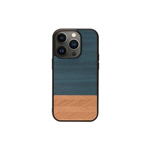 Man ＆ Wood 天然木ケース for iPhone 14 Pro Denim 背面カバー型 I23633i14P |b04