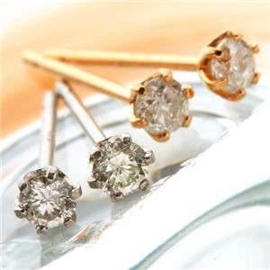 18金ピンクゴールド ダイヤモンドピアス 0.1ct＆18金ホワイトゴールドダイヤピアス 0.1ct |b04