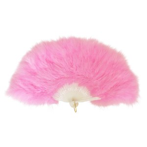 ふわふわ羽扇子/コスプレ衣装 (ピンク) 天然羽毛製 メイン部分約30cm (イベント) |b04