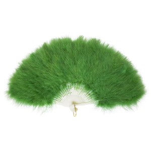 ふわふわ羽扇子/コスプレ衣装 (グリーン) 天然羽毛製 メイン部分約30cm (イベント) |b04
