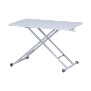 昇降式テーブル センターテーブル 約幅90cm PU ホワイト キャスター付き スチール サイドテーブル リビング ダイニング |b04
