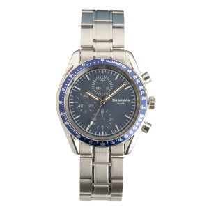 [ブラフマン] 腕時計 日本製ムーブメント フェイククロノグラフ 3針 BR002-03 【文字盤：ブルー】【メーカー直送】代引き・銀行振込前払