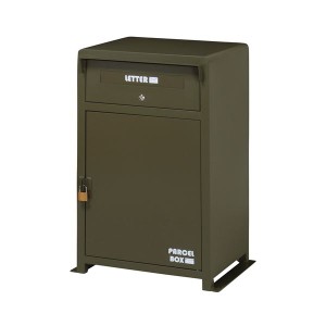 宅配ボックス/配達BOX (オリーブ) 幅590×奥行400×高さ830mm スチール粉体塗装 耐荷重収納部：10kg (玄関) 完成品 |b04