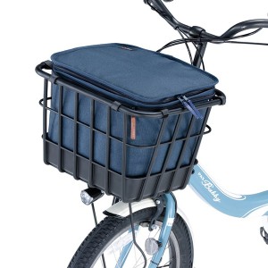 自転車用 かごカバー 約幅36cm フロントタイプ ネイビー 撥水加工 プレミアム 2段式 インナーカバー 雨対策 防犯対策用品 |b04