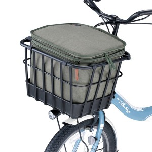 自転車用 かごカバー 約幅36cm フロントタイプ カーキ 撥水加工 プレミアム 2段式 インナーカバー 雨対策 防犯対策用品 |b04