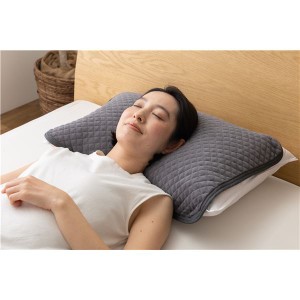 枕カバー 寝具 約43×90cm チャコールグレー さらっと快適 天然素材 綿 タオルの枕カバー 吸水性 吸湿性 ベッドルーム 寝室 |b04
