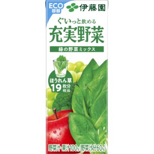 (ケース販売)伊藤園 紙充実野菜緑の野菜ミックス200ml (×48本セット) |b04