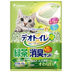 (まとめ）デオトイレ 飛び散らない緑茶成分入り消臭サンド 4L （ペット用品)【×8セット】【メーカー直送】代引き・銀行振込前払い不可・