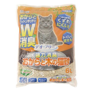 （まとめ）デオフリー 強力消臭 おからと木の猫砂 6L【×3セット】 (猫砂)【メーカー直送】代引き・銀行振込前払い不可・同梱不可