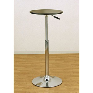 バーテーブル(ガス圧昇降式テーブル) (丸型/直径40cm) 360度回転 ブラック(黒) |b04