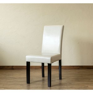 (アウトレット品) PUダイニングチェア/食卓椅子 (同色2脚入り アイボリー) 張地：合成皮革/合皮 |b04