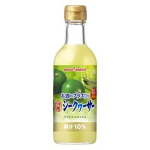 (まとめ買い)ポッカサッポロ お酒にプラス 沖縄シークヮーサー 300ml 瓶 12本入り（1ケース） |b04