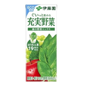 【まとめ買い】伊藤園 充実野菜 緑の野菜ミックス 紙パック 200ml×24本（1ケース）【代引不可】【メーカー直送】代引き・銀行振込前払い