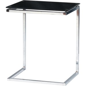 サイドテーブル ミニテーブル 幅45cm ブラック スチール 強化ガラス製 ガラス天板 組立品 リビング ダイニング インテリア家具【メーカー