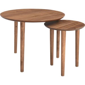 ローテーブル 入れ子テーブル 直径60cm 円形 ウォールナット 木製 トムテ ラウンドネストテーブル リビング ダイニング |b04