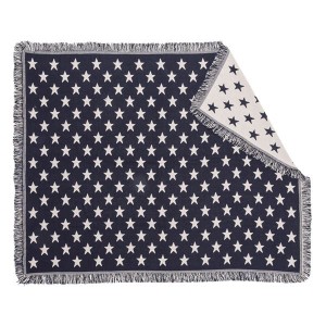 ひざ掛け 毛布 130×150cm 長方形 ブルー ポリエステル・コットン 星柄シートブランケット リビング ベッドルーム 在宅ワーク |b04