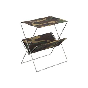サイドテーブル ミニテーブル 幅50.5cm カモフラージュ 折りたたみ スチール マガジンラック付 フォールディングサイドテーブル |b04