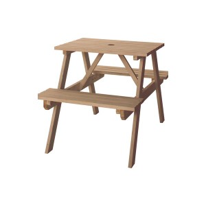 キャンプテーブル アウトドアテーブル 幅75cm ブラウン 木製 パラソル対応 レジャーテーブル＆ベンチ バーベキュー 屋外 |b04