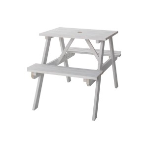 キャンプテーブル アウトドアテーブル 幅75cm ホワイト 木製 パラソル対応 レジャーテーブル＆ベンチ バーベキュー 屋外 |b04