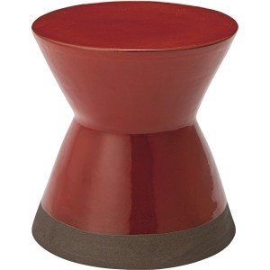 オットマン 直径30×高さ31cm レッド 陶器製 屋外使用対応 サイドテーブル兼用 ミニ スツール リビング インテリア家具 |b04